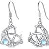 Midir&Etain Orecchini a forma di luna celtica, in argento sterling 925, con pietra di luna, con nodo celtico, idea regalo per donne, ragazze, fidanzate, Argento sterling, Pietra di luna