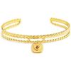 MARLU' BRACCIALE RIGIDO DOPPIO CON PENDENTE QUADRATO CUORE CRISTALLO ROSSO PVD ORO