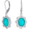 Bling Jewelry Orecchini pendenti a cupola ovale in stile Boho Western con filigrana e turchese blu stabilizzato semiprezioso per donne, chiusura a leva in argento sterling .925