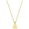 Purelei Collana U Coin (oro, argento), collana donna lunga con iniziale e pietre preziose, collana con ciondolo lettera U in acciaio inossidabile, regolabile da 50 a 55 cm
