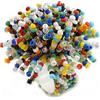 Avalaya Anello elastico a forma di fiore con perline di vetro multicolore, diametro 45 mm, misura M/L, Misura unica, Vetro