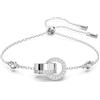 Swarovski Hollow Bracciale a Catena Morbida, Placcato in Tonalità Rodio, con Cerchi Centrali Intrecciati e Chiusura Regolabile, Taglia M, Bianco