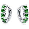 Bling Jewelry Onda verde Zirconia cubica rotonda CZ Piccolo Kpop Huggie Orecchini a cerchio per le donne Per gli uomini Simulato Smeraldo Argento Sterling