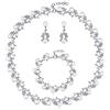 Loutade Set di gioielli da sposa da donna, con perle di cristallo scintillanti, set di gioielli per matrimonio, collana e orecchini con perle e strass, set di gioielli da sposa per damigella d'onore