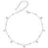 Qings Cristallo Cavigliera per Donna Argento Sterling 925 Catena da Piede Regolabile Boho Regali di Gioielli da Spiaggia per Donne e Ragazze
