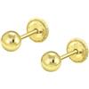TIME ROAD Orecchini Bebè in Oro 9K LG00108/4 - Chiusura a Vite Sicura 4 mm - 3-24 mesi - Ideale per Nascita, Battesimo o Compleanno