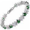 Rizilia Taglio Rotondo Simulata Smeraldo Verde CZ 18K Placcato Oro Bracciale Tennis, [18cm/7inch]