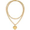 WOWORAMA Collana a catena spessa dorata da donna, con ciondolo a forma di cuore gonfio, in oro bianco spesso, collana girocollo a forma di moneta a forma di cuore, Adjustable Size, Ottone, Non è una