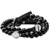 Lucleon by Trendhim Bracciale da uomo in pelle con perle di pietra naturale, lunghezza regolabile con simboli religiosi e chiusura toggle, design danese, accessorio casual, large, Gemma, Non pietra