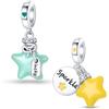 HappyStar charm argento 925,bead charm da donna, ciondolo combinato, I migliori regali per Sorelle e coppie, (perline distanziatrici incluse)
