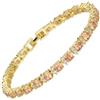 RIZILIA Bracciale Tennis Champagne per Donna — 4mm Diamante Simulato Taglio Rotondo, Placcato Oro Giallo 14K, Regalo Novembre, 18cm