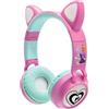 Lexibook, Barbie, Cuffie Audio 2-in-1 Bluetooth e cablate con orecchie da gatto, ricaricabili con effetti luminosi, suono stereo, pieghevoli, regolabili, luci LED, HPBTKTBB