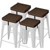 AddGrace Set di 4 cuscini antiscivolo per sgabello da bar, quadrati, con laccetti, con fodera lavabile in lavatrice, 30,5 x 30,5 x 5 cm (caffè)