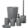 zccz Set di accessori per il bagno, 6 pezzi, con bidone, porta spazzolino, portaspazzolino e dispenser di sapone, portasapone, scopino con supporto, bidone della spazzatura, grigio