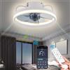 Eznaobo Ventilatori da soffitto 33/50 cm con illuminazione e telecomando, 6 velocità, regolatore di intensità, applicazione intelligente, illuminazione silenziosa e moderna per soggiorno, camera