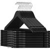 SONGMICS Grucce Legno, 20 Pezzi, Appendiabiti con Scanalature su Spalle, Barra Portapantaloni Antiscivolo e Gancio Girevole a 360°, per Completi Camicie Cappotti, Nero e Argento CRW02B-20