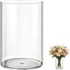 MELEJIA Vasi in Acrilico Rotondo Trasparente, Vaso Indistruttibile Leggero - Diametro 12cm x Altezza 20cm, Vasi Trasparente Resistente per Fiori Freschi/Finti, Decorazione Interna/Esternea