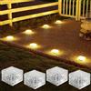 CECOMBINE Set di 4 luci solari in vetro per pavimentazione per esterni, impermeabili, a LED, a energia solare, per esterni, per giardino, terrazza, passi, 7 x 7 x 5 cm
