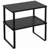 Baroni Home Set 2 Ripiani Organizzatori Cucina Porta Spezie in MDF e Metallo, Scaffali Salvaspazio Multiuso, Alzate di Diverse Dimensioni, Facile Montaggio, 30x20x30cm, Nero