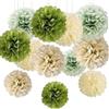 CC wonderland zone 12 pompon di carta verde salvia, beige, verde oliva, per addio al nubilato, baby shower, decorazione di compleanno, boho matrimonio