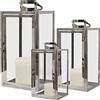 INDA-Exclusiv Set di 3 lanterne da giardino XXL di lusso in acciaio inox, lanterna in acciaio inox, 30/40/53 cm, argento