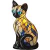 Generico Lampada A Forma Di Gatto In Resina Dipinta, Lampada Da Comodino Vintage A Forma Di Gatto In Vetro Colorato, La-mpada Da Scrivania Retrò 3D USB, La-mpada Da Tavolo LED Fo-rma Di Animale In Resina