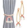 JUKOTA 2 Pezzi Fermatenda Magnetici,Supporto per Tende Magnetico con Ciondolo Nappa Arcobaleno,Fibbia per Tenda Fissa,Clip per Tenda Sono Utilizzate per Decorazione Hotel,Case,Uffic(Rosa)