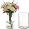 MELEJIA Set di 2 Vasi in Acrilico, Rotondo Vaso Trasparente, Vaso Indistruttibile Leggero, Vasi Trasparente Resistente per Fiori Freschi/Finti, Decorazione Interna/Esternea (12 x 20cm e 15 x 20cm)