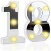 Aovanta Numeri luminosi per 16° compleanno, 16 cm, specchio con luce calda, per feste, matrimoni, anniversari, camera da letto, tavolo, decorazione da parete (18°)