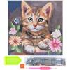 Ideen mit Herz Diamond Painting Tela su telaio | 30 cm x 30 cm | Set con attrezzi (gatto con fiori)