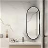 PHQCIV Specchio Angolare Girevole, Specchio Da Bagno Con Cornice In Metallo, Specchio Da Parete Ovale Con Supporto Girevole, Specchio Per Il Trucco,Per Installazione Ad Angolo(Size:30X50CM,Color:Nero)