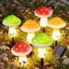 Lichtfam Ornamenti solari da giardino a 6 LED a forma di fungo, impermeabili, per esterni, funghi, ornamenti per vialetti, paesaggi, recinzioni, prato, cortile, decorazioni per feste di nozze