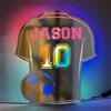 MFCHICIFY Insegna al neon personalizzata con maglia da calcio, decorazione da parete, personalizzabile con nome, numero di calcio, specchio a LED, per camera da letto dei ragazzi, decorazione per bar, regalo