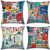 Gspirit Federe Modello mondiale del turismo 4 pack cuscini per divani Decorativo Cotone Biancheria Cuscino copricuscini divano Caso Federa per cuscino 45x45 cm