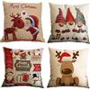 Gspirit Buon Natale bellissimo Babbo alce 4 Pack Cuscini per divani Decorativo Cotone Biancheria Cuscino copricuscini Divano Caso Federa per Cuscino