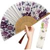 OMyTea Ventaglio pieghevole da donna, in seta di bambù giapponese, giapponese, pieghevole, in stile vintage, per flash caldo, chiesa, EDM, festival musicali, feste, decorazione, regalo (peonia)