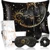 Miss Adola Mulberry, 1 federa in seta per capelli e pelle, 19 momme, standard, 75 x 50 cm, con maschera per gli occhi e scrunchie, federa in morbida seta, regalo per dormire, per donne, sole, luna