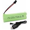 Gecoty® Batterie AA ricaricabili Ni-MH, pacco batterie 4.8v 2400 mAh RC con cavo di ricarica e spina SM per telecomando auto, illuminazione, utensili elettrici