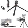 Zeadio Kit Treppiede Metallico Robusto - con Testa Sfera 360°, Supporto Telefono e Action Camera Adattatore, Smartphone/Fotocamera Treppiede per Riprese, YouTube, Vlog, Viaggi ed Eventi all'Aperto