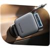 Lamicall 3-IN-1 Caricatore Auto Ricarica Rapida - [75% Più Piccolo]63W Accendisigari USB, 12/24V Adattatore Accendisigari con Cavo Retrattile Type-C & Porta USB-C/A, 180° Pieghevole per iPhone/Samsung