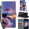 PHINIENLAND Cover per Samsung Galaxy S24 Case PU Pelle Custodia [Kickstand] [Chiusura magnetica] [Slot per Schede], Portafoglio Flip Custodia per Samsung S24,Montagna