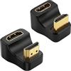 HENGBIRD Adattatore HDMI 360°, set da 2 pezzi, a forma di U, angolato, HDMI 2.1 8 K, 60 Hz, 48 Gbps, adattatore angolare HDMI 90 gradi, adattatore da 180° maschio a femmina per TV Monitor Laptop