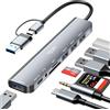 TSUPY 8 in 2 USB 3.0 Hub Multiport Type C Adapter, SD/TF Card Reader, USB 2.0 Type C Ports, 3.5 mm Audio Jack, USB C Data Port, Multi Docking Station for MacBook Pro/Air/XPS/Tablet/Smartphone and More