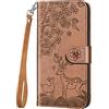 Aisenth Cover per iPhone 7 Plus/iPhone 8 Plus, Cervo Sika Fiori Modello Custodia in PU Pelle Portafoglio Cover protettiva Fulvo Deer Design Flip Case con Supporto, 2 Slot per schede - Marrone