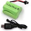 Gecoty® Batteria NiMH 6v, Batteria Ricaricabile per auto RC con cavo di ricarica USB, spina SM 2P per auto acrobatica RC,Q60 Q61 1/16 camion RC militare SL01