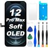 DIGI4U Soft OLED per iPhone 12 Pro Max Display di ricambio 6.7 pollici True Tone FHD COP Display Digitizer Assembly con strumento di riparazione, pellicola protettiva e colla impermeabile