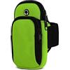 MoEx Braccialetto Sportivo Compatibile con Apple iPhone XR | Resistente agli Spruzzi d'Acqua, 2 Tasche con Cerniera con Apertura per Cuffie + Cinturino Regolabile, Verde