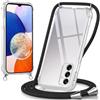Micnkifo Cover con Cordino per Samsung Galaxy A13, Trasparente Silicone Sottile Morbido Custodia con Regolabile Collana Laccio Tracolla, Antigraffio Antiurto Proteggere Case con Corda, Nero