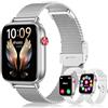 HXQHSTBG Smartwatch Donna, 1.83 HD Fitness Orologio Smartwatch con Whatsapp/Chiamate Bluetoothr/Cardiofrequenzimetro/Pressione/SpO₂/Sonno/120+ Modalità Sportive per Android&iOS, Argento/Regalo Donna