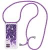 HongMan Custodia per Cellulare con Corda per Huawei P40 Lite, Liquido Sabbie Mobili Bumper Case TPU Cover con Collana Practical Stylish/Necklace Cordoncino Cordino Case